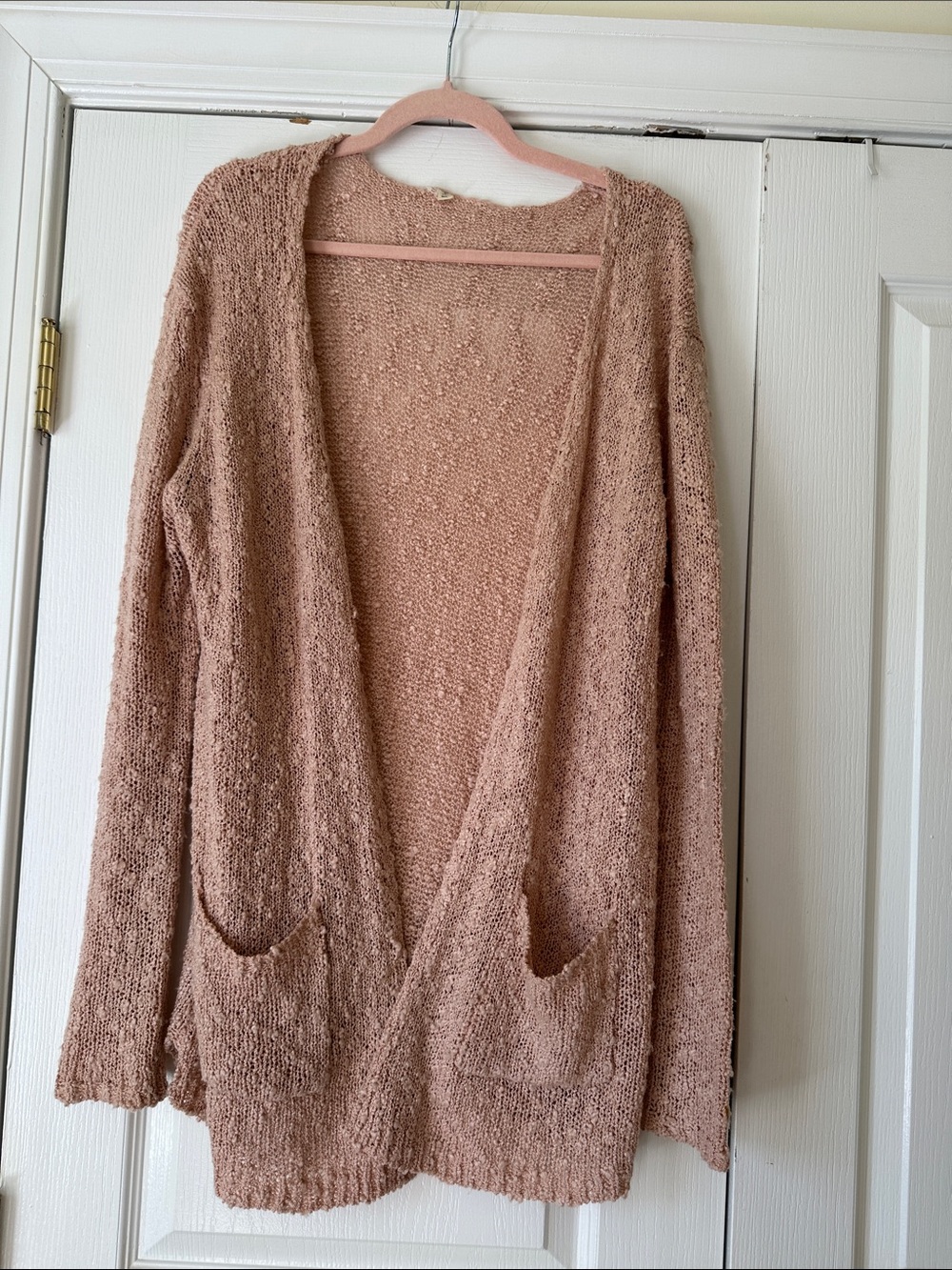 Nude pink textured cardigan